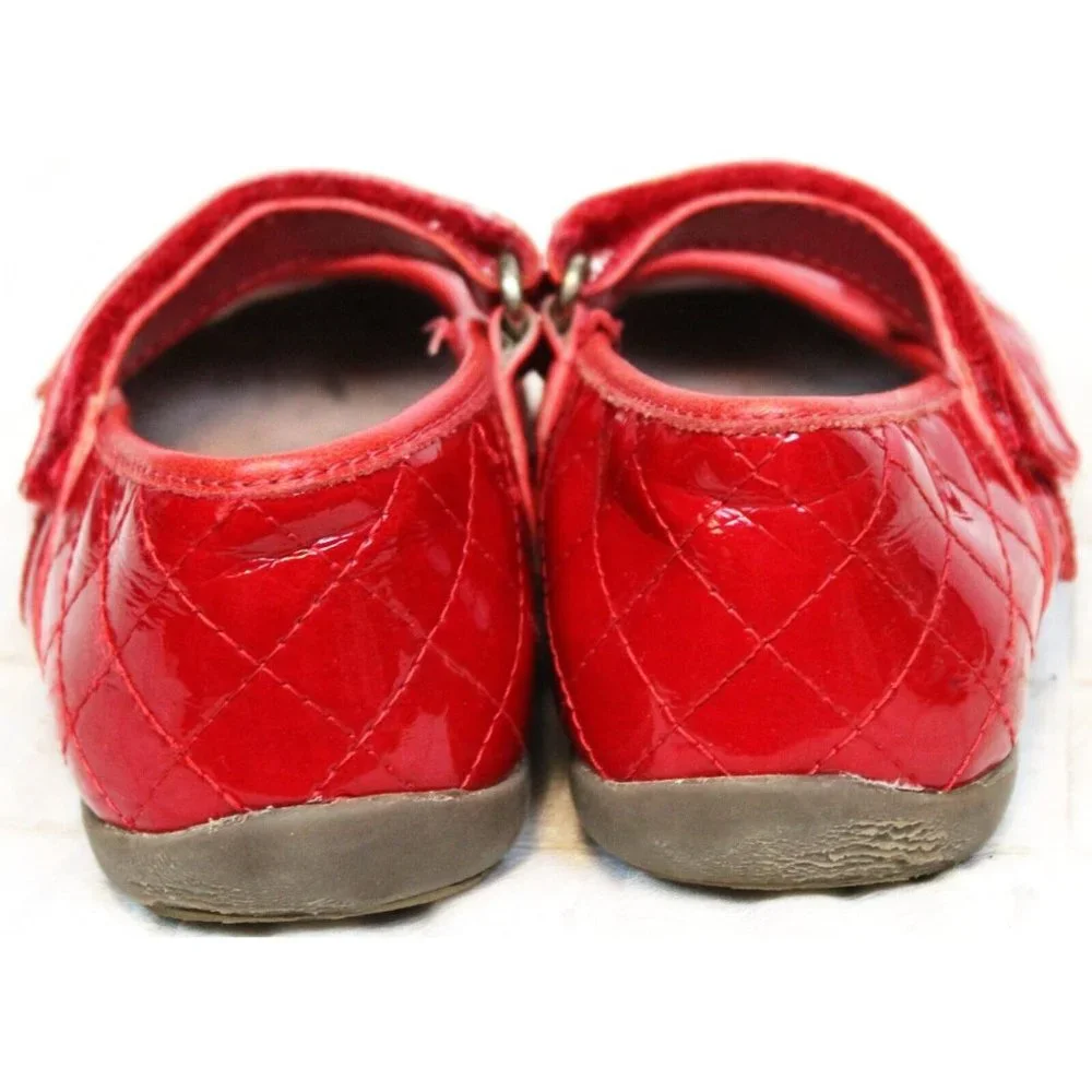 Primigi Quilted Look Mary Janes Red Patent Leather Sky Effect System Bow Heart